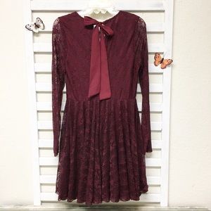 Altar’d State Dress Red Wine Floral Lace Mini